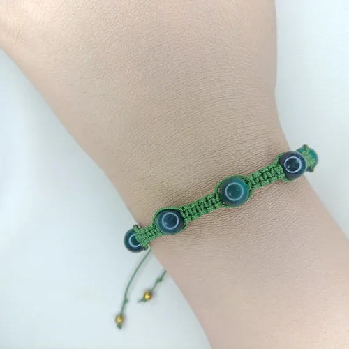 دستبند استاربافت چشم ببر سبز