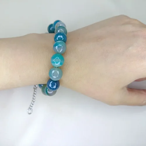 دستبند عقیق سبز آبی